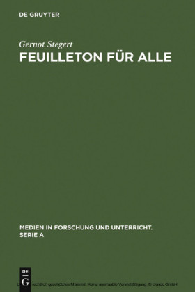 Cover Gernot Stegert Feuilleton für alle, © Niemeyer 1998