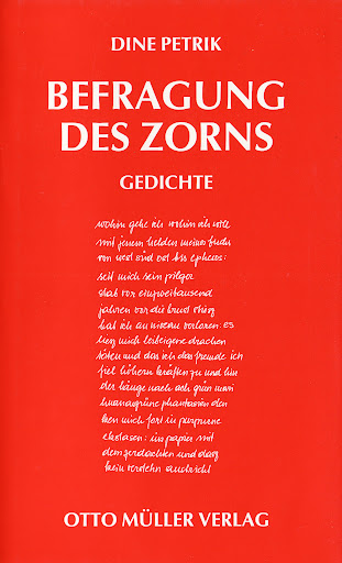 Cover Dine Petrik Die Befragung des Zorns, © Otto Müller 1999