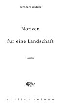 Cover Bernhard Widder Notizen Für Eine Landschaft, © edition selene 1998