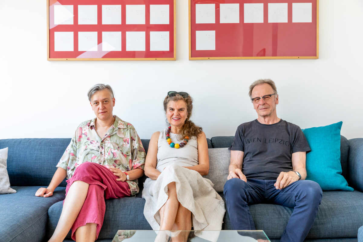 Jury der Friederike-Mayröcker-Residence: v. li. n. re.: Anja Golob (SLO), Heike Fiedler (D/CH), Josef Haslinger (A)