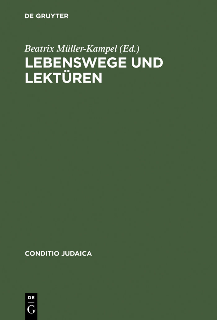 Cover Beatrix Müller-Kampel (Hg.) Lebenswege und Lektüren, © Niemeyer 2000